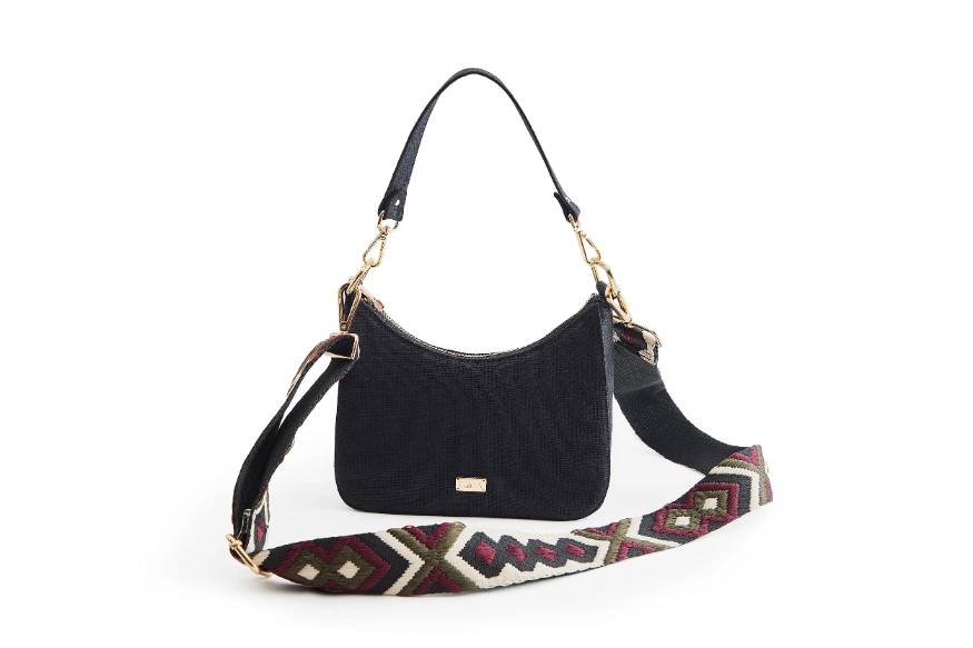 Hemp Lunar Shoulder Sling Bag Black