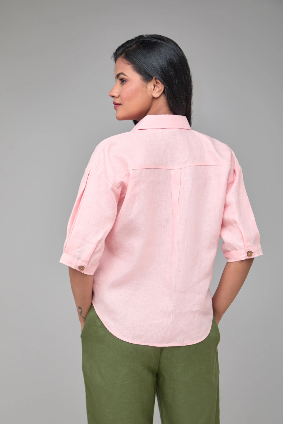 Hemp Peach Off Shoulder Shirt