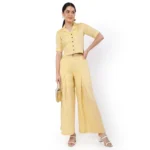 Hemp Yellow Pallazo And Shirt Co-Ord Set