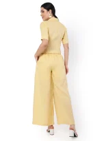 Hemp Yellow Pallazo And Shirt Co-Ord Set_5