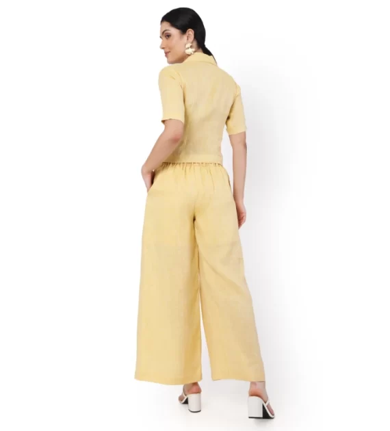 Hemp Yellow Pallazo And Shirt Co-Ord Set