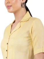 Hemp Yellow Pallazo And Shirt Co-Ord Set_6