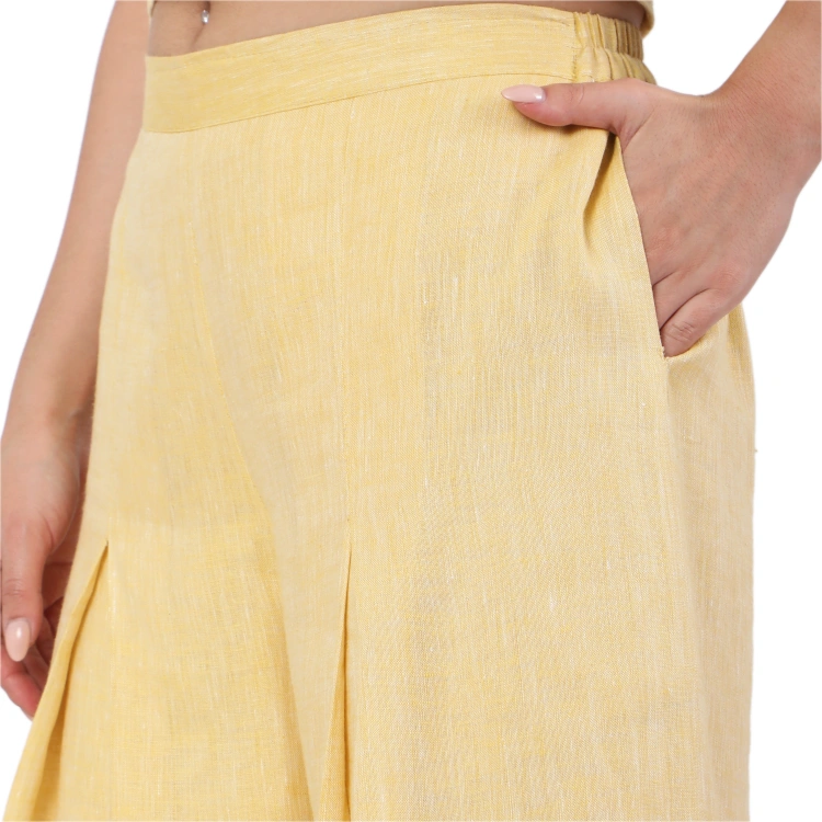 Hemp Yellow Pallazo And Shirt Co-Ord Set