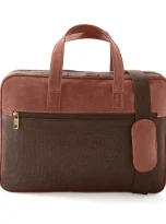 Hemp and PU Laptop Bag Brown_1