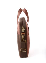 Hemp and PU Laptop Bag Brown_4